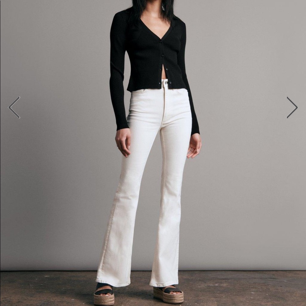 rag & bone High-Rise Bell Bottom White Jeans 27